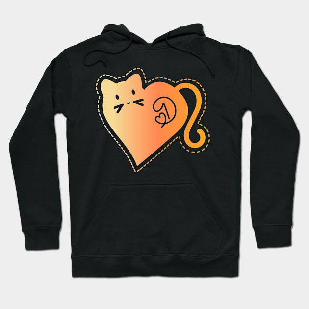 Heart Cat Monogram D in Orange T-Shirt Hoodie by ArtsByNaty